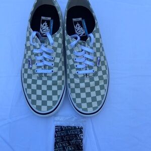 Vans Green and White Checkered Skate Shoes